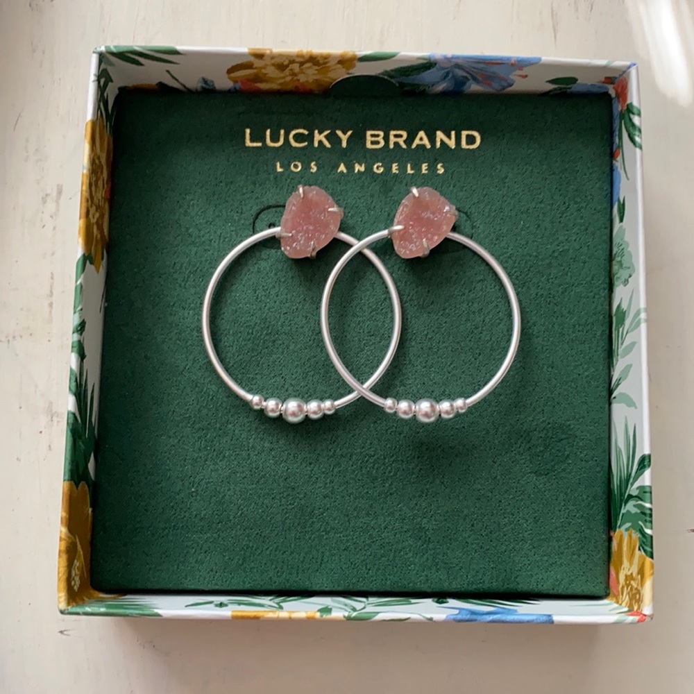 Pink stone and silver earrings worn once